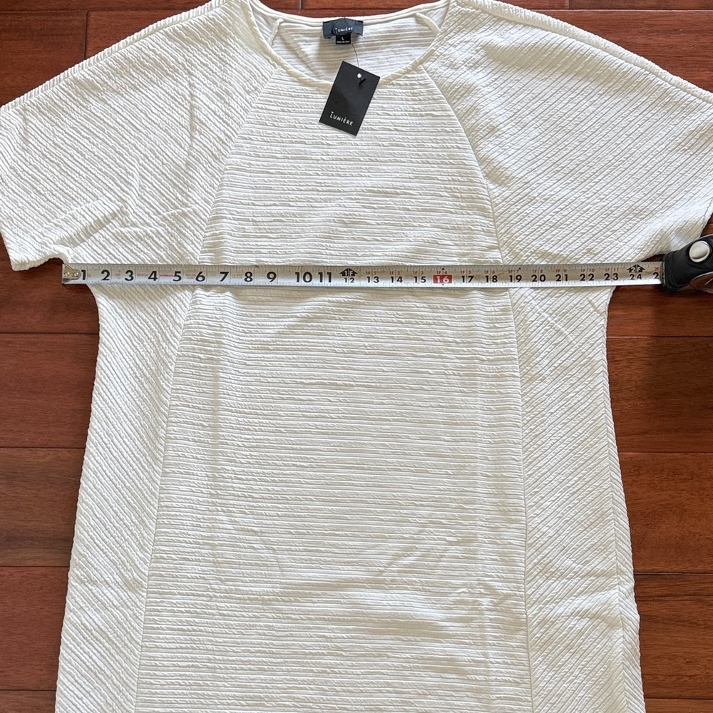NWT Lumiere Textured White Shift Dress Size Large - Picture 6 of 7